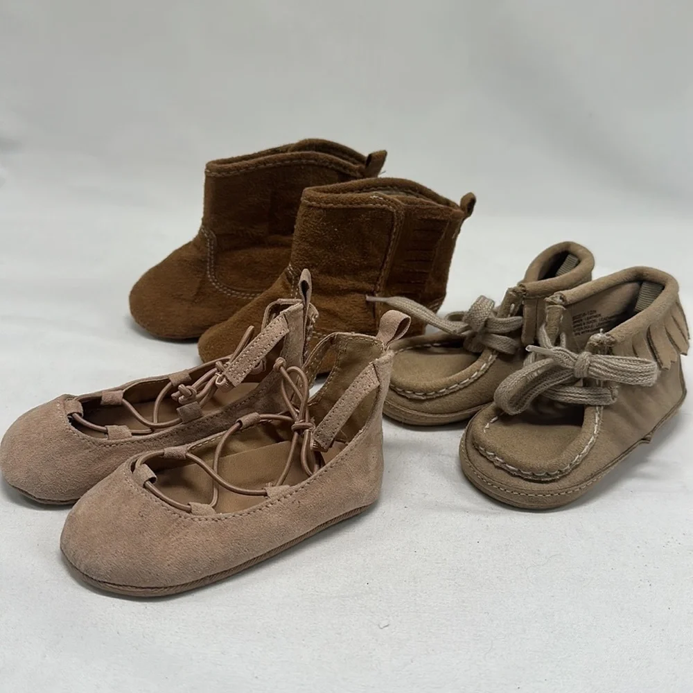 Mixed Lot of Baby Gap & Old Navy Cream Tan Shoes Size 6-12months